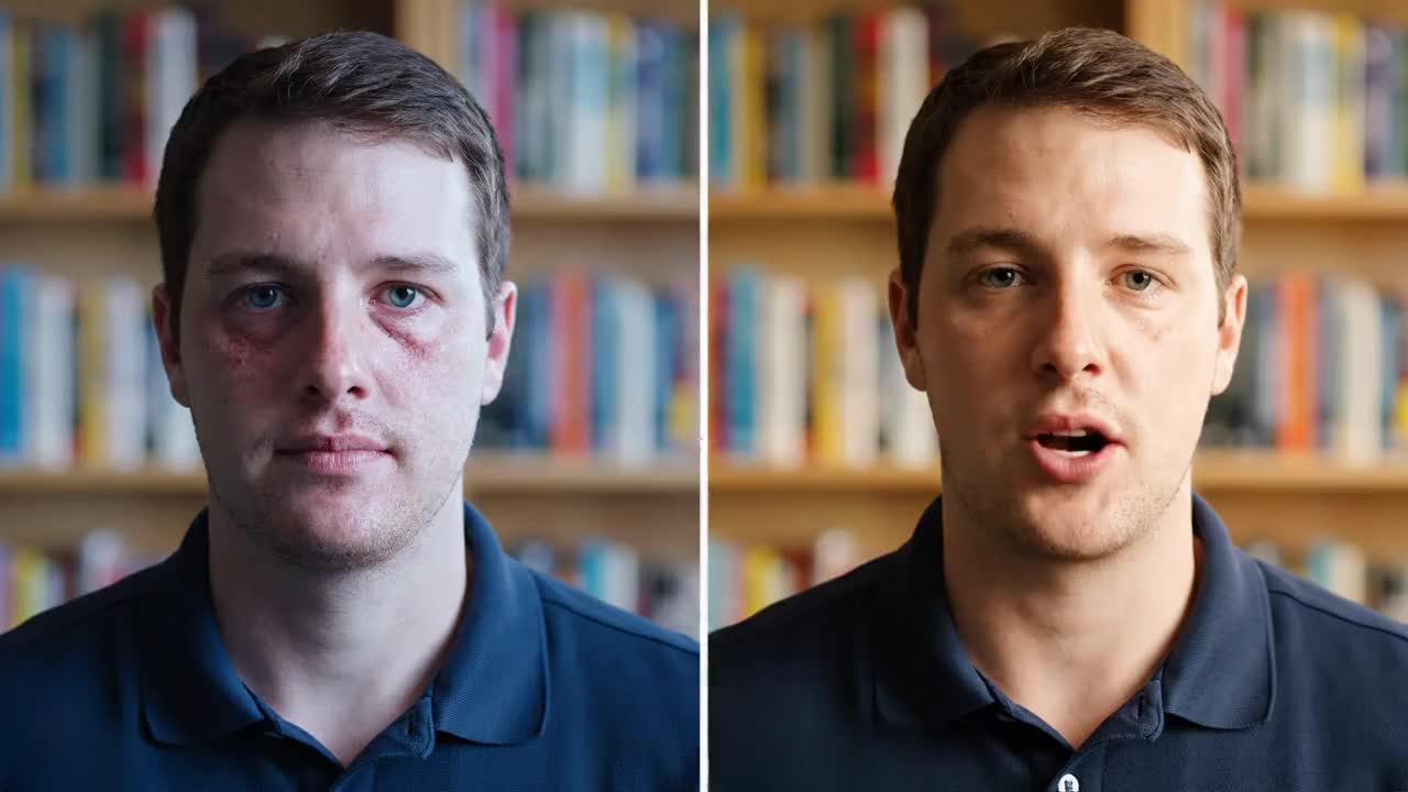 Demo video thumbnail showing before and after comparison