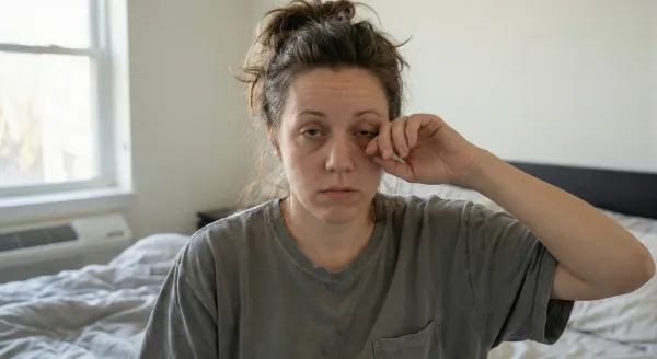 Tired appearance on an early morning call